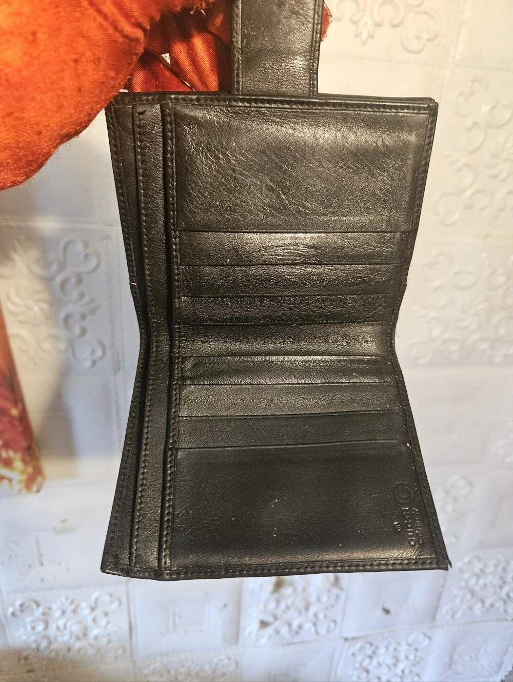Gucci Animalier Tiger Head Black Leather Wallet Compact Tri-Fold AUTHENTIC
